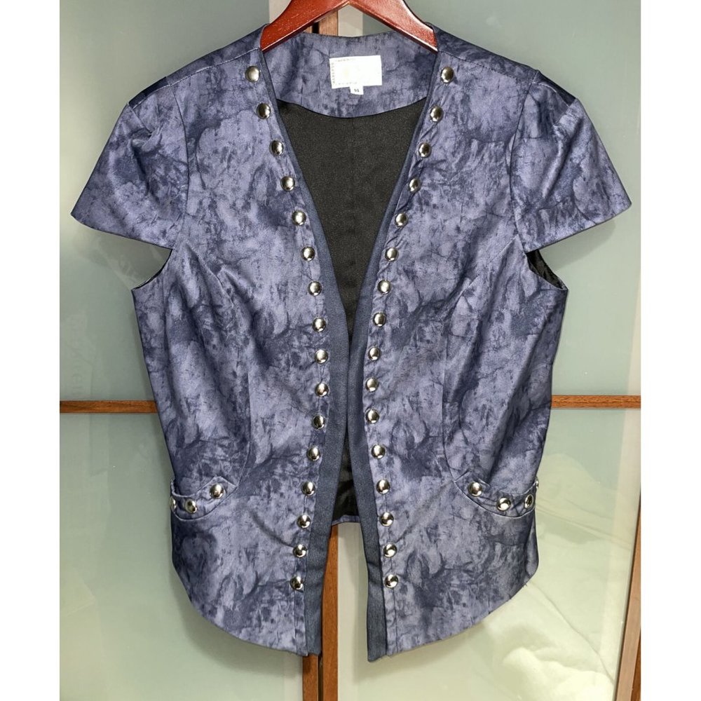 Alberto Makali Vintage Blue Tie Dye Cap Sleeve Studded Blouse Vest Top Size 14
